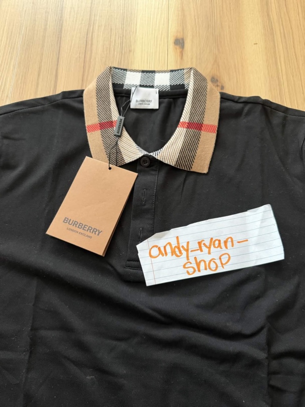 Burberry Black Polo with Signature Check Collar